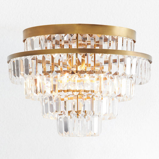 Crystal Flush Mount with Antique Bronze Finish - Contemporary Design for Living Ceiling, Ideal for Dining Room and Modern Living Room Fixtures