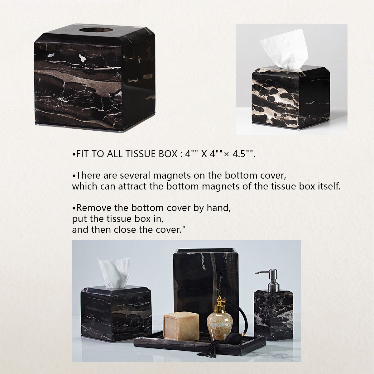 Silver Dragon Marble Luxe Bath Accessories with Soft Sheen for Elegant Bathroom