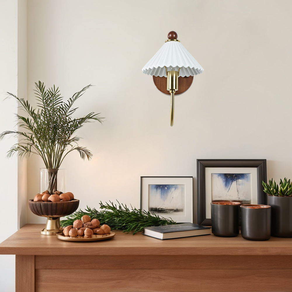 Prairie Style Ceramic Finish Sconce - Featuring Prairie Style Design with Ceramic, Metal, and Wood in Bronze Finish - Ideal as Bedside Lighting