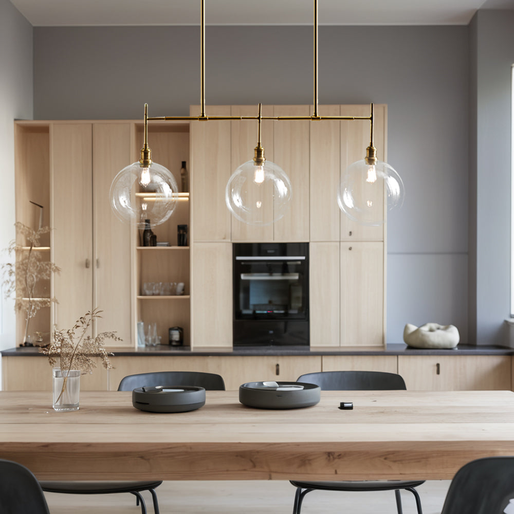 Modern Glam Linear Globe Chandelier - Stylish Two-Toned Light Fixture for Dining Room