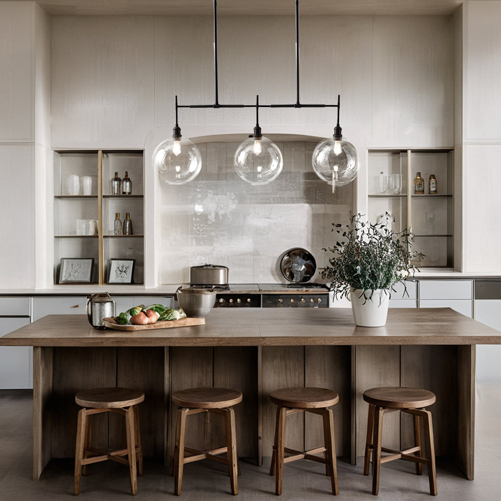 Modern Glam Linear Globe Chandelier - Stylish Two-Toned Light Fixture for Dining Room