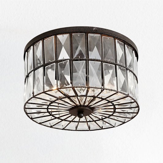 Modern Elegance Crystal Flush Mount - Premium Glass Crystals, Suitable for Dining Room and Living Room Ceiling Lights
